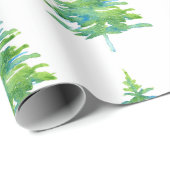 Groen blauw Waterverf Pine Tree Patroon Cadeaupapier (Rol Hoek)