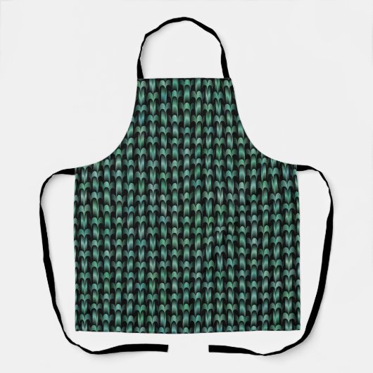 Groen Blauw Weefpatroon Schort (Voorkant)