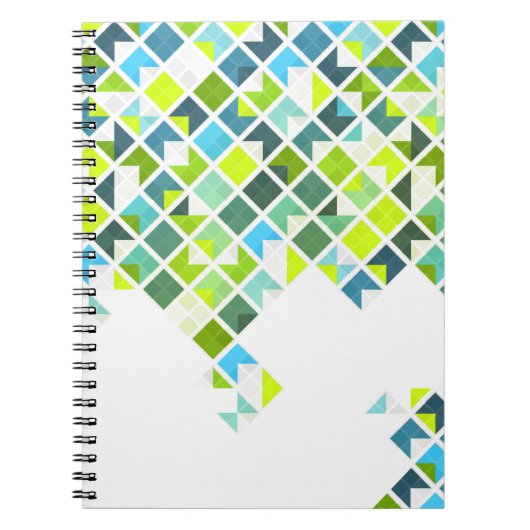 Groen, blauw, wit geometrisch patroon notitieboek (Voorkant)