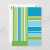 Groen blauw wit Stripe Patroon Bright Retro Briefkaart (Voorkant / Achterkant)