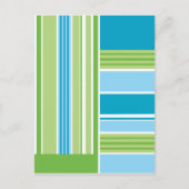 Groen blauw wit Stripe Patroon Bright Retro Briefkaart (Voorkant)