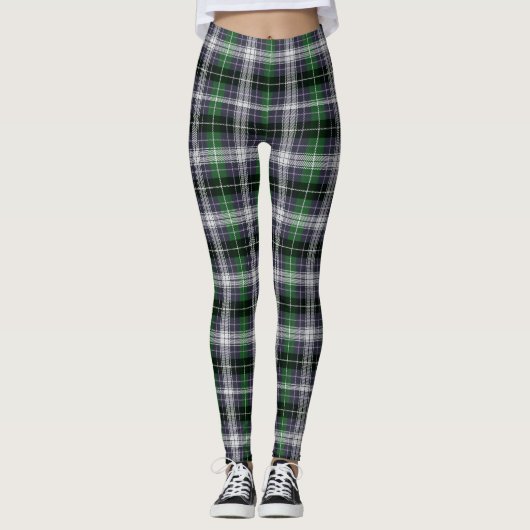 Groen blauw wit trilpatroon leggings (Voorkant)