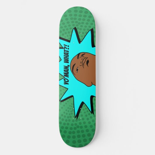 Groen blauw "Yo"-Man Wat je wilt Mok-hotstrips Persoonlijk Skateboard (Voorkant)