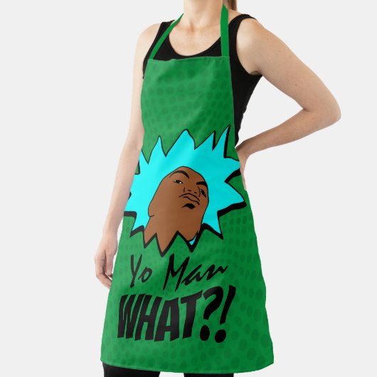 Groen blauw "Yo"-Man Wat je wilt Mok-hotstrips Schort (Insitu)