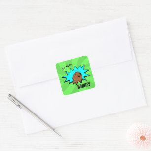 Groen blauw "Yo"-Man Wat je wilt Mok-hotstrips Vierkante Sticker