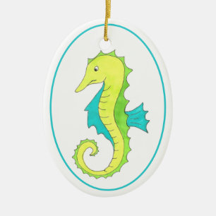 Groen blauw Zee Paardenzee Keramisch Ornament