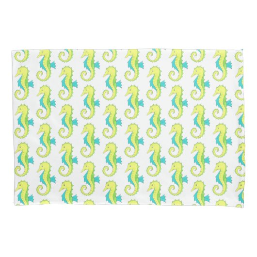 Groen blauw Zee Paardenzee Kussensloop (Voorkant)