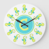 Groen blauw zeepaard Initiaal voor het Zee van zee Grote Klok (Voorkant)