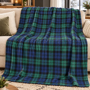 Groen Blauw Zwart Watch Tartan Plaid Fleece Deken