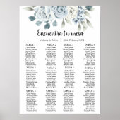 Groen blauwe bloem bruiloft zitgrafiek poster (Voorkant)