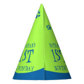 Groen Blauwe Dinosaurus Thema Kinderen Verjaardag Feesthoedjes (Achterkant)