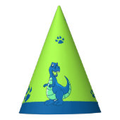 Groen Blauwe Dinosaurus Thema Kinderen Verjaardag Feesthoedjes (Voorkant)