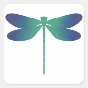 Groen-Blauwe Dunne Dragonfly Gradient Sticker