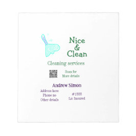 Groen blauwe gitter schoonmaak mop voeg naam adres notitieblok