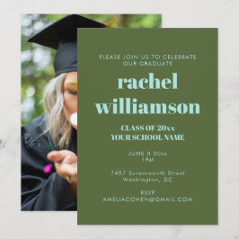 Groen Blauwe Klas van 2026 Foto Afstudeerfeest Kaart