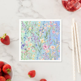 Groen Blauwe Kleurrijke Bloemen Servet