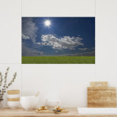 groen , blauwe lucht , witte wolk poster (Keuken)