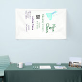 Groen blauwe raster schoon mop voeg naam adres qr  spandoek (Beurs)