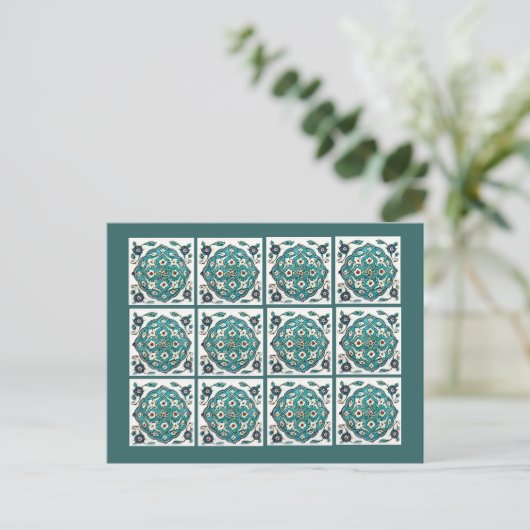 Groen-blauwe tegel briefkaart (Staand voorkant)