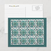 Groen-blauwe tegel briefkaart (Voorkant / Achterkant)