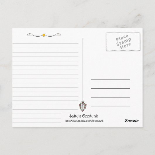 Groen-blauwe tegel briefkaart (Achterkant)