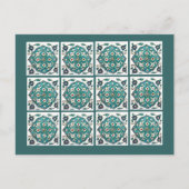 Groen-blauwe tegel briefkaart (Voorkant)