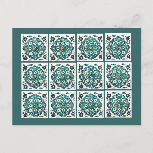 Groen-blauwe tegel briefkaart (Voorkant)