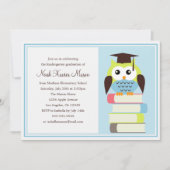 Groen/Blauwe Uil Graduation Party Uitnodiging (Voorkant)