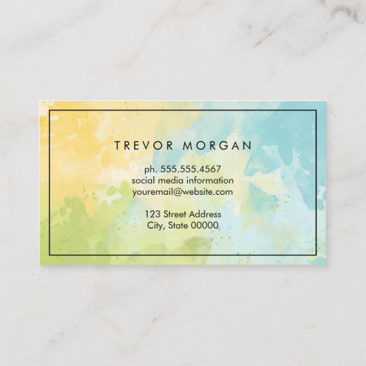 Groen Blauwe Waterverf Mix Textuur Visitekaartje (Achterkant)