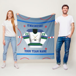 Groen | Blauwe Wh. Ice Hockey Rink | Player Jersey Fleece Deken