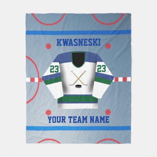 Groen | Blauwe Wh. Ice Hockey Rink | Player Jersey Fleece Deken (Voorkant)
