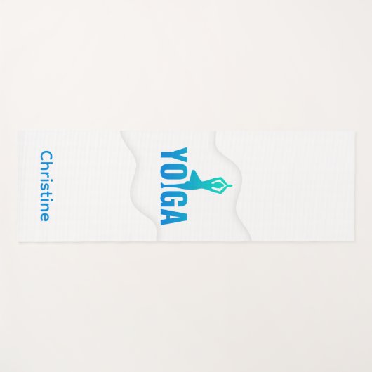 Groen-Blauwe Yoga Pose en Aangepaste Naam Yogamat (Voorkant (horizontaal))