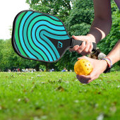 Groen Blauwgroen Aqua Blue Retro Swirl met Initiaa Pickleball Paddle