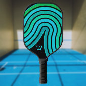 Groen Blauwgroen Aqua Blue Retro Swirl met Initiaa Pickleball Paddle