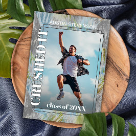 Groen Blauwgroen blauw grijs Afstuderen Aankondigi Briefkaart