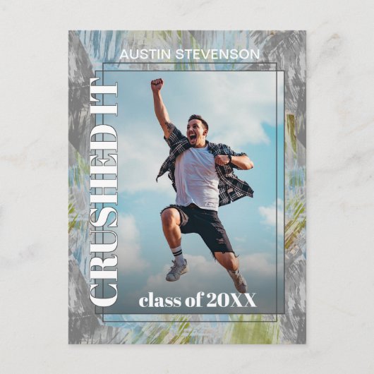 Groen Blauwgroen blauw grijs Afstuderen Aankondigi Briefkaart (Voorkant)