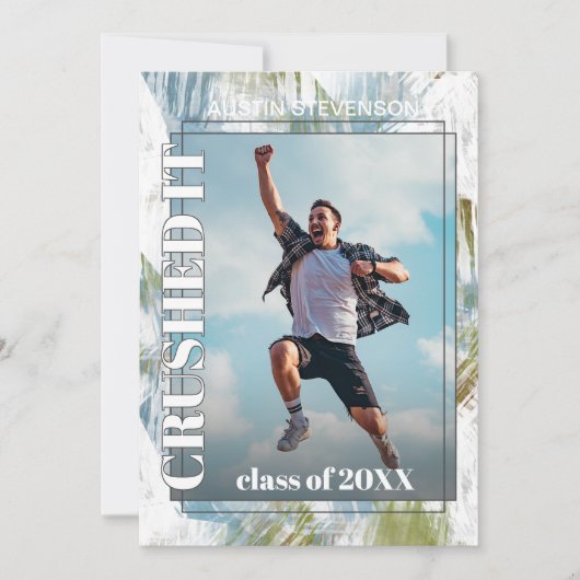 Groen Blauwgroen blauw grijs Afstuderen Aankondiging (Voorkant)