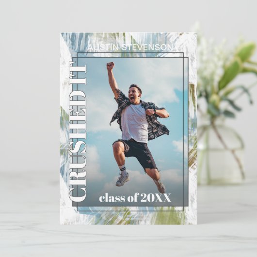 Groen Blauwgroen blauw grijs Afstuderen Aankondiging (Staand voorkant)