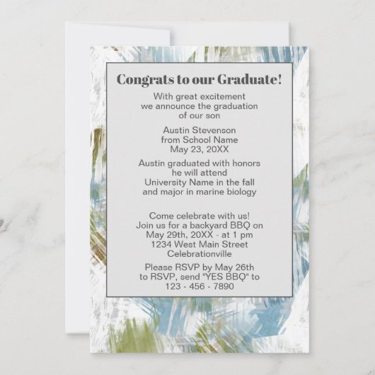 Groen Blauwgroen blauw grijs Afstuderen Aankondiging (Achterkant)