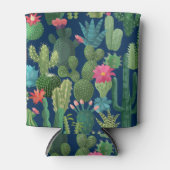 Groen Blauwgroen Blooming Cactussen Patroon Blikjeskoeler (Voorkant)