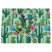 Groen Blauwgroen Blooming Cactussen Patroon Groot Cadeauzakje