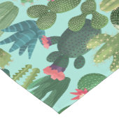 Groen Blauwgroen Blooming Cactussen Patroon Korte Tafelloper (Hoek)