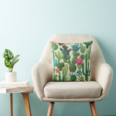 Groen Blauwgroen Blooming Cactussen Patroon Kussen (Stoel)