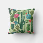 Groen Blauwgroen Blooming Cactussen Patroon Kussen (Achterkant)