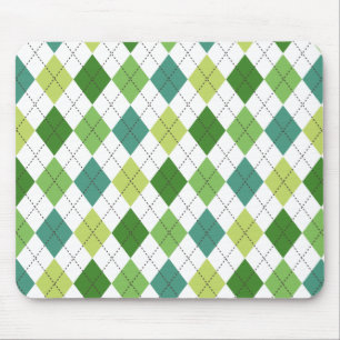 Groen, Blauwgroen en Limoen Argyle Preppy Mousepad Muismat