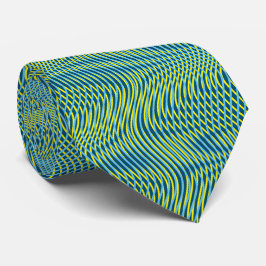 Groen Blauwgroen Geel Abstract Trippy Wavy Psyched Stropdas