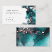 Groen Blauwgroen goud waterverf visitekaartje (Voorkant / Achterkant)