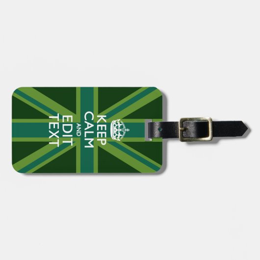 Groen Blauwgroen kalm houden en Jouw tekst Union J Bagagelabel (Voorkant horizontaal)