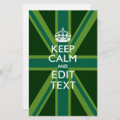 Groen Blauwgroen kalm houden en Jouw tekst Union J Briefpapier (Voorkant / Achterkant)