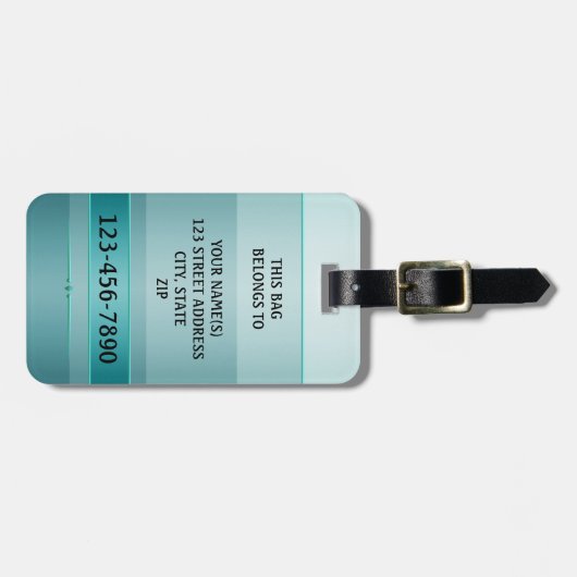 Groen Blauwgroen metallisch gestreept Bagagelabel (Voorkant horizontaal)